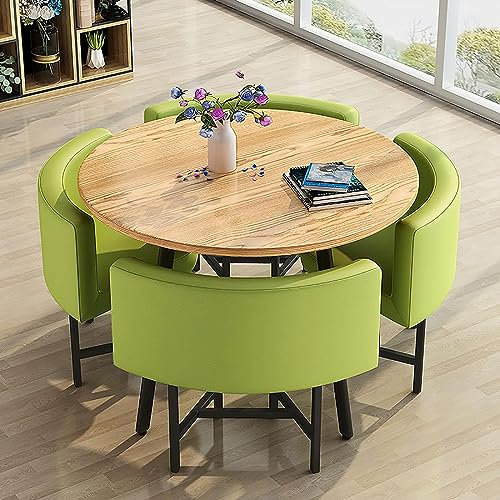 Runde Esstischgruppe mit platzsparenden Stühlen, ideal für Esszimmer, Wohnzimmer, Empfangsraum, Konferenztisch, Lounge, elegante und funktionale Essgruppe