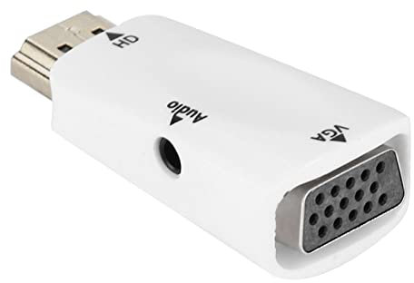 Naroote Hembra A VGA Hembra, Convertidor A VGA Adaptador A VGA HD 1080P Adaptador Convertidor Hembra A VGA Hembra con Cable De Salida De Audio De 3,5 Mm (White)