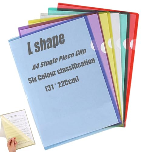 Dossiers en plastique transparent A4,30 Pcs Chemises Plastique Dossier Pochette A4 Pochette Document 6 Couleurs Vives Transparent Plastique Sous Chemise pour Bureau École Documents Classification