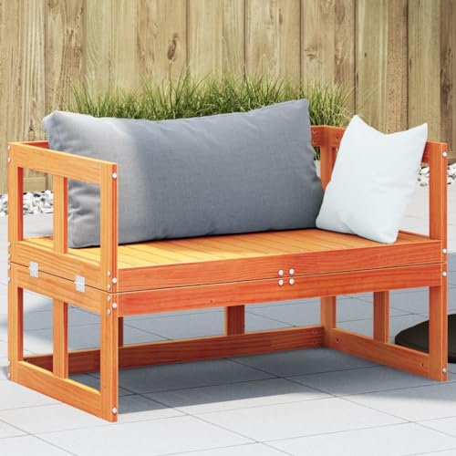 XINCXIN 2-in-1 Gartensofa, balkonbank loungesofa Outdoor Bank Garten sitzbank Balkon Outdoor Geeignet für Patio Garden Balcony Porch Verlängerbar Wachsbraun Massivholz Kiefer