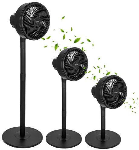Zilan Standventilator 65 Watt kraftvoller Ventilator sehr leise energiesparend 3 Stufen hoher Luftdurchsatz 90° oszillierend höhenverstellbar Bodenventilator mobiler Luftkühler Standlüfter Tower Fan