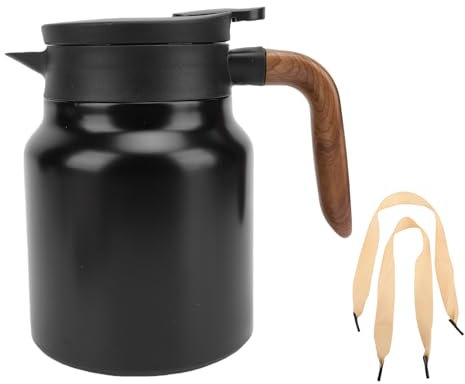 Qcwwy Teiera Isolata Sottovuoto da 1000 Ml con Filtro, Teiera Isolata in Acciaio Inossidabile, Distributore di Bevande per caffè e Acqua Isolato Sottovuoto Portatile per Viaggi, (Nero