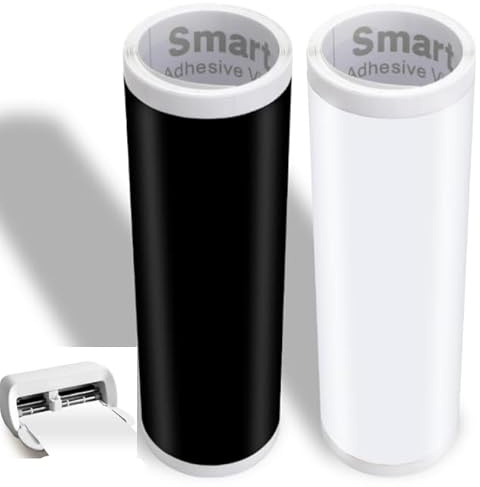 Smart Vinyl Permanent für Cricut Joy Xtra, 2 Rollen Schwarz & Weiß 24x200cm