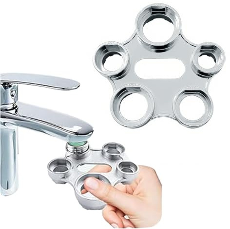 Ruayia Wasserhahn Montage-Schlüssel, 10 Größen inkl. M16/M18/M22/M24/M28 – Edelstahl Wasserhahn-Installationswerkzeug zum Auf- und Abbau, selbstschneidender Siebeinsatz-Schlüssel (Silber)
