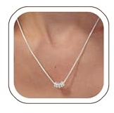 HANLI Silver Necklaces for Women S925 Sterling Silver Plated Dainty Beaded Box Chain Necklace Simple Everyday Jewelry