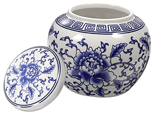 UKCOCO Tarro Hermético de Porcelana Azul y White para Almacenar Té Suelto y Alimentos Secos, Tapa Sellada y Diseño de Cerámica para Decoración Hogar