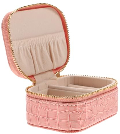 HAMPPLIES Tragbares Schmuckkästchen Praktische Aufbewahrungstasche aus Pu mit Reißverschluss Kleiner Reise Schmuckorganizer für Ringe und Armbänder für Zuhause und Unterwegs