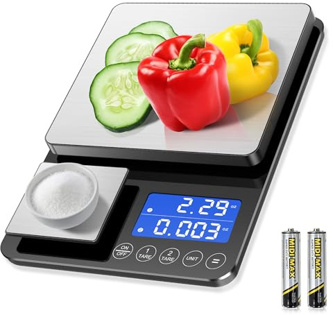 Digitale Küchenwaage Dual Plattform | Feinwaage 0,01g & Waage 15kg | Präzise Essenswaage mit Summierfunktion & Tara für Backen, Kaffeebohnen & Fitness. Rostfreier Edelstahl, LCD-Display