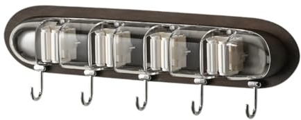 JISADER Soporte para escobas, colgador de trapeador para colgar en pared, ideal para el hogar, cocina, el garaje y el almacén, Veta de Madera Clara