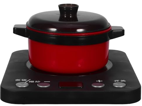 ibasenice 1 set di giocattoli per elettrodomestici da cucina per bambini: giocattolo per cucina a induzione simulata con effetti sonori e luminosi - piano cottura elettrico finto con pentola per zuppa