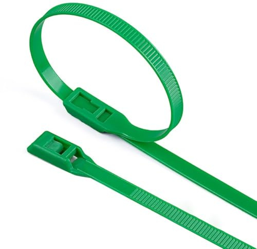 100 bridas de nailon de alta resistencia a la tracción, 350 mm x 8 mm para un cierre seguro de cables (verde, 100 unidades)