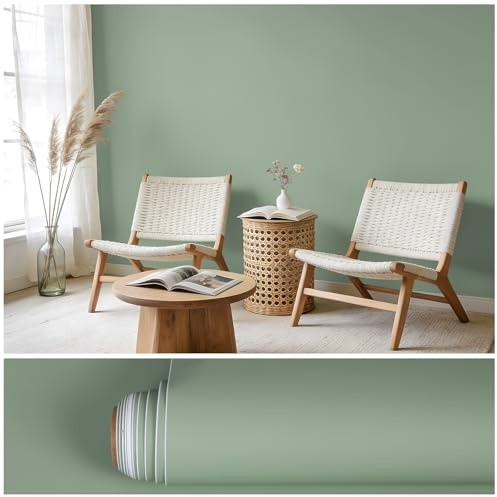 VEELIKE Papier Peint Adhésif Vert Clair Agréable au Toucher 40cm x 300cm | Film Adhesif pour Meubles Tapisserie Murales Papier Peint pour Cuisine Salle de Bain Imperméable Adhésif pour Chambre Adulte