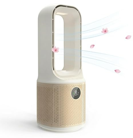 MEIIS Ventilador de computadora, ventilador de refrigeración alimentado por USB sin aspas de 14 pulgadas, pequeño ultra silencioso con 9 velocidades y 3 modos de luz LED, oscilación de 60°