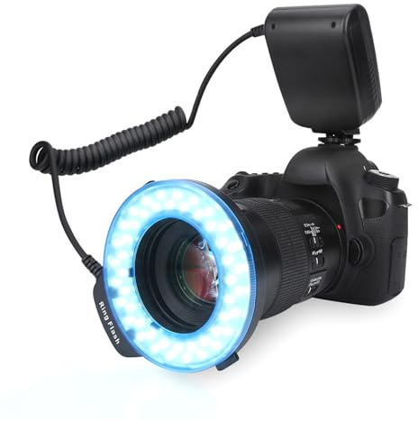 HaloVerde bärbar LED-ringblixtljus, 48 ​​LED med färgfilter och adapterringar för/Pentax /