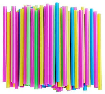 ALINK Assorted Bright Colors Jumbo Smoothie Straws, Wide Plastic Disposable Milkshake Straws, Pack of 100 Pieces