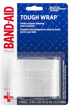 Band-Aid Brand of First Aid Products Tough Wrap Self-Adhesive Bandage Wrap, Elastic & Water-Resistant for Minor Wound Care & Dressing, Flexible Fabric, Lightweight, Durable, 2 in by 2.5 yd