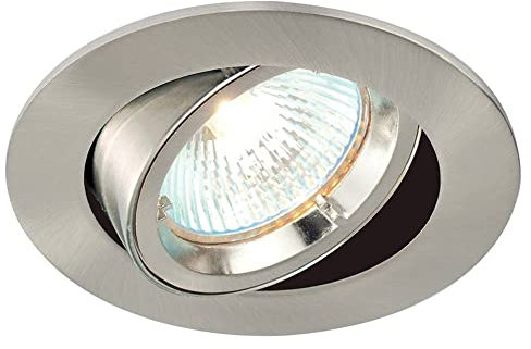 National Lighting Recessed Lighting - Mains Powered LED Spot Lights Downlights for Ceiling - IP20 Rated GU10 Fitting for Halogen or LED - Satin Nickel Finish, Adjustable Tilt Version