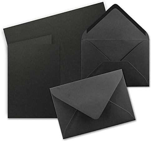 100 Sets - Faltkarten Schwarz - DIN A5 mit Umschlägen DIN C5 - PREMIUM QUALITÄT - sehr formstabil - Marke: NEUSER FarbenFroh