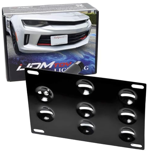 iJDMTOY No Drill Front Bumper Tow Hook License Plate Mounting Bracket Adapter Kit Compatible with 2016-up Chevrolet Camaro 6th Gen