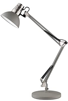 LED Schreibtischlampe grau, dreifach schwenkbar, als Klemmleuchte verwendbar