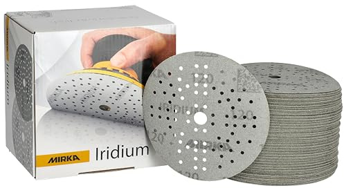 Mirka Schleifpapier Iridium 125 mm Klett 89-Loch Korn 120 100 Stk | Premium-Schleifpapier Korn 120 für Lack Spachtel Grundierung Holz Stahl Mineralwerkstoffe Kunststoff Klettsystem