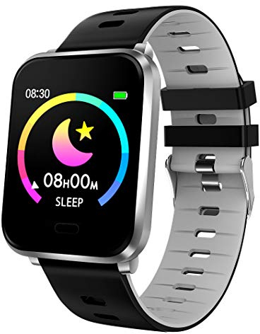 Fitnesstracker mit Herzfrequenz Puls Blutdruck Sauerstoff Schlaf Schritte Farbdisplay Smartwatch Armband Uhr - 9710/4