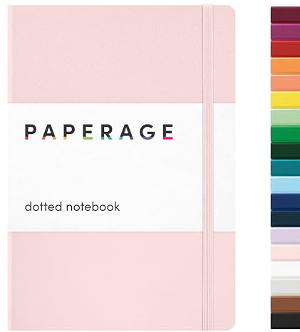 PAPERAGE Dotted Journal Notebook, (Blush), 160 Pages, Medium 5.6 in x 8 in - 100 GSM Thick Paper – Hardcover Journaling Notebook for Work, School & Bullet Journaling
