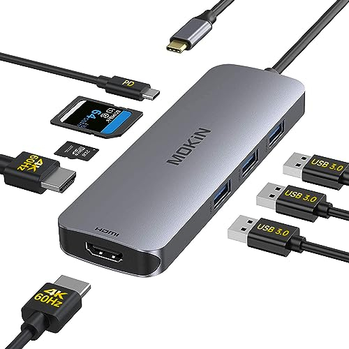 USB C Docking Station Dual Monitor 2 HDMI, Laptop USB C Hub Dual Monitor with 2 4K@60Hz HDMI, 3 USB 3.0, 100W PD, SD/TF, USB C Multiport Adapter for Dell, HP, Lenovo