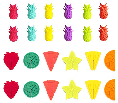 Zasiene Markierung für Gläser 24 Stück Glas Markierung Trinkgläser Silikon Getränkemarker Teebeutel Halter Trinkglas Markierung für Party Weinglas