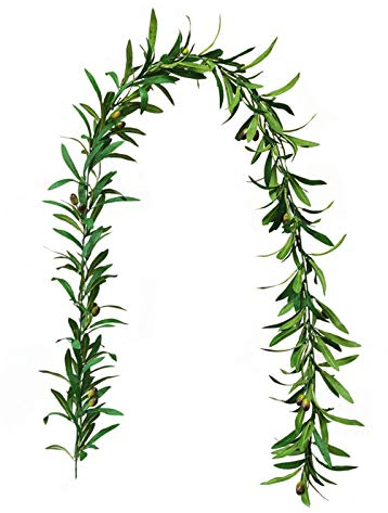 Olive Leaf Rattan, 6FT Artificial Olive Branch Garland, Green Ivy Leaf, Artificial Vines, Greenery Decor for Indoor Outdoor Home Wedding Arch Jungle Beach Birthday Party Garden