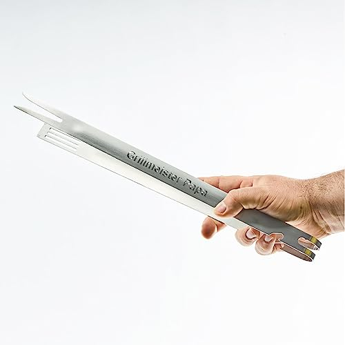 Diamandi - Grillzange mit Gravur Grillmeister Papa aus Edelstahl rostfrei - Geschenk-Idee Vatertag Vatertagsgeschenk - Gravierte Steakzange Würstchenzange