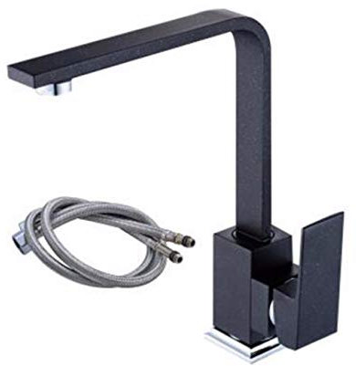 Wasserhahn küche Waschbecken Spülbecken Küchenarmatur HEI? Und Kalt Square Kupfer Wohnung Rohr Rotary Sprühfarbe Matt - Schwarzen Quarz - Stein,C