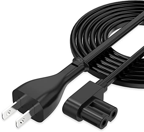 AGVEE 12ft TV Power Cord, 90 Degree Angled L-Shaped UL Listed 2-Prong AC Power Cable IEC C7 C8 Compatible with Samsung LG Sony Insignia Apple TV LCD LED, Vizio Roku Partybox, Black