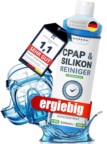 CPAP-Reiniger 500ml Konzentrat Silikonreiniger I CPAP Maskenreiniger Schlauchreiniger, Silikon, Kunststoff, Mapeau hochergiebig