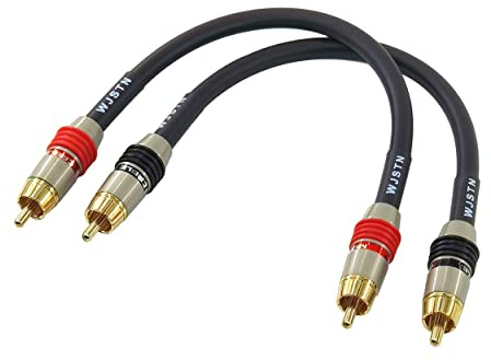 WJSTN RCA to RCA Audio Cable Subwoofer Cable, Digital Coaxial Audio Cable RCA Male to RCA Male Dual Shielded Wire -Black 2pack (6in)
