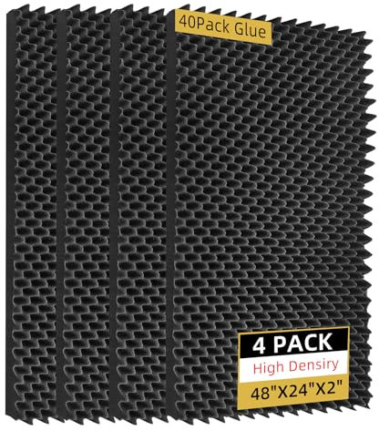 4 Pack Egg Crate Acoustic Foam Panels, 48 x 24 x 2 in