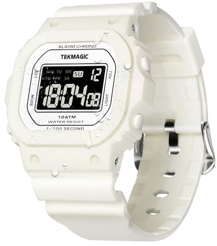 TEKMAGIC 10 ATM Wasserdicht Sportuhr für Damen und Mädchen Schwimmen und Tauchen, Wecker, Stoppuhr, Timer, Doppelzeit, Kalender, 12 und 24 Stunden Format Umschaltbar