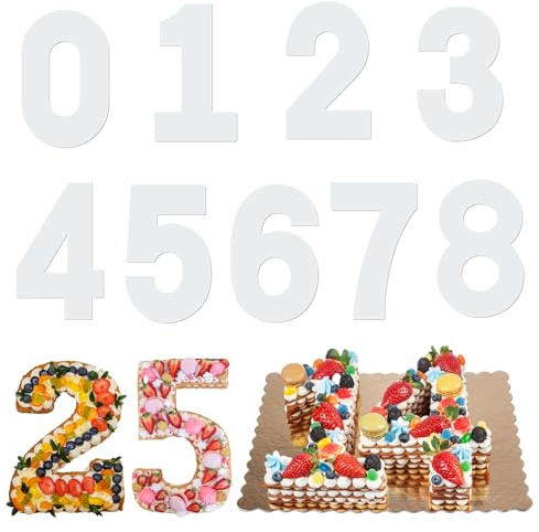 9 piezas moldes en forma de números para hornear, grandes moldes 0-8, conjunto para pasteles y bodas (12 pulgadas)