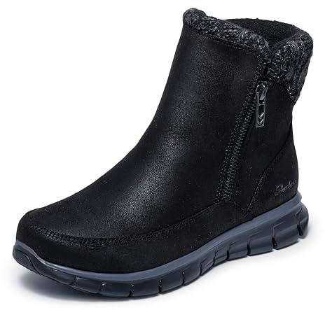 Skechers kvinnors synergi härlig CollabAnkle Boot, Svart Microleather Stickad, 36 EU