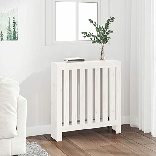 IKAYAA Heizkörperverkleidung Weiß Verkleidung Für Heizkörper Heizkörper Regal Verkleidung Cover Fensterbankträger Für Heizkörper 79.5 x 19 x 84 cm Heizung Abdeckung Massivholz Kiefer