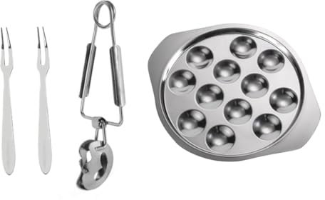 MAGICLULU 1ensemble Plateau à Escargots Acier Inoxydable Ensemble Pince Et Fourchette Ustensile De Cuisine Pour Fruits Et Fruits De Mer