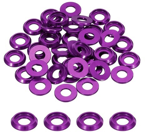 QUARKZMAN M6 Arandelas Cónicas Avellanadas Agujero de 6mm/0.24 Arandelas de Cabeza de Copa de Aluminio para Tornillos RC/FPV/PC/Drone/Accesorios Mecánicos de Modelos 40Uds Morado