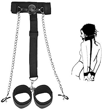 Nipple Clamps, Non Piercing Nipple Clamps, Breast Nipple Clamps with Metal Chain SM Flirting Toys for Women Role Play (Black)