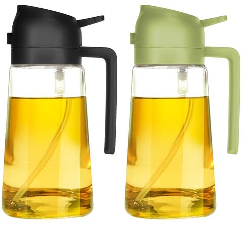 TrendPlain Pulverizador Aceite Spray 470ml - 2 en 1 Spray Aceite Cocina, Dispensadora para Freidora de Aire, Ensaladas, Vinagre y Accesorios Cocina - Negro y Verde