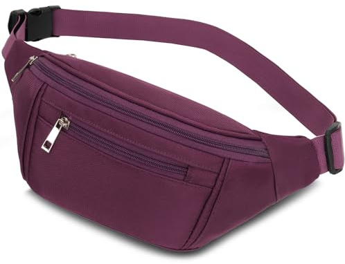Bauchtasche Gürteltasche Hüfttasche Sport für Damen Herren Wasserdicht Bauchtasche Doggy Bag Outdoor Groß Handytasche Umhängetasche Camping Wandern Fitness Fahrrad Running (Lila)