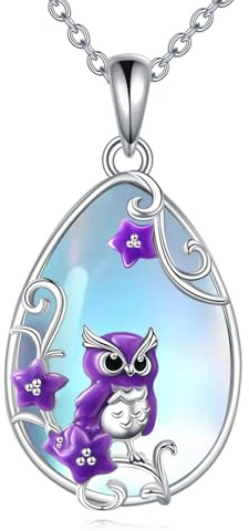YAFEINI Mondstein Halskette 925 Sterling Silber Fuchs/Axolotl/Katze/Hund Anhänger Kette Tierschmuck Geschenke für Damen Mädchen