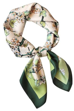 KGDUYC Bandana,Kopftuch damen,Maulbeerseide Schal,quadratisches satin-kopftuch,Grafikdruck Seidentuch,Elegantes Halstücher,Geschenk für Mutter geeignet für Taschentuch, Hals, Handgelenk,Grün