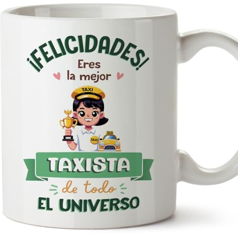 MUGFFINS Tazas para TAXISTA mujer - En Español - Mejor Universo Trofeo - 11 oz / 330 ml - Regalo original y divertido
