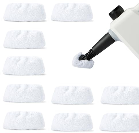Amazon Basics Dampfreiniger-Tücher, Mikrofaser-Ersatzpads, Waschbar, Wiederverwendbar, für Dampfreiniger-Handgeräte, 10 Stück