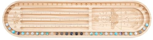 BENECREAT Designbrett Aus Holzperlen Ovales Rechteckiges Perlenbrett Für Armbänder Mit Perlentablett Mit Luna Motten Mala Muster Für Kunsthandwerk Schmuckherstellung Perlenzubehör 40x10cm